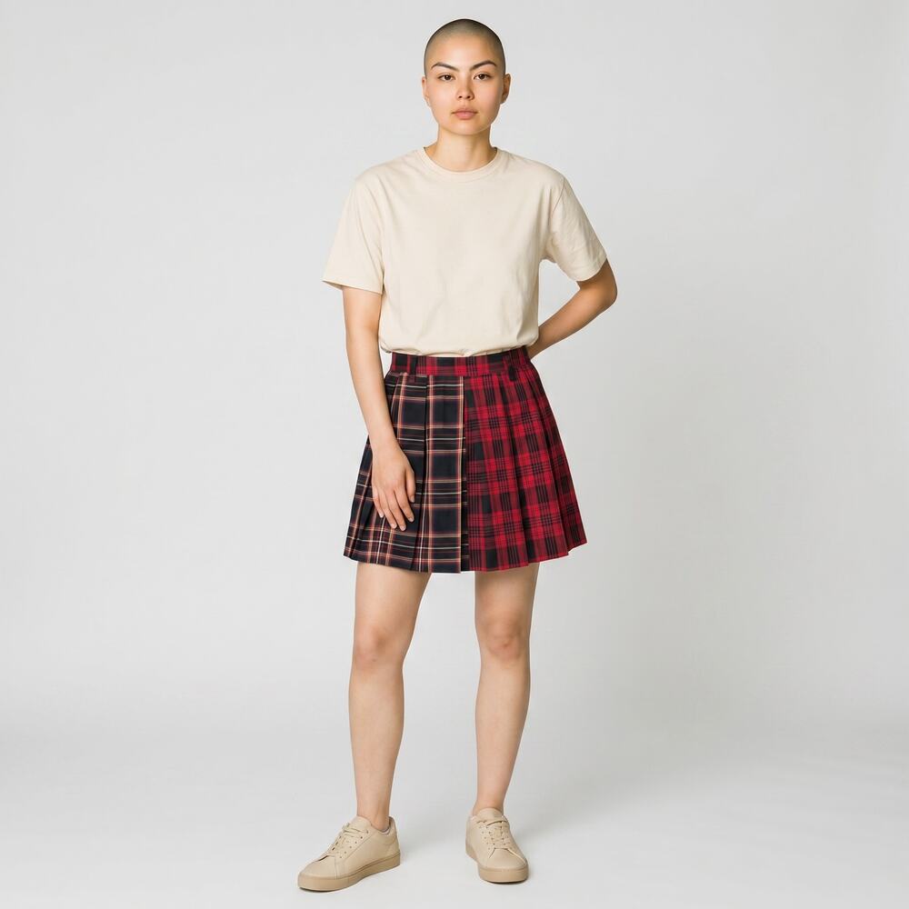 Social Collision Skirt Womens Size Small Plaid Two Tone Punk Goth Brand New NWT